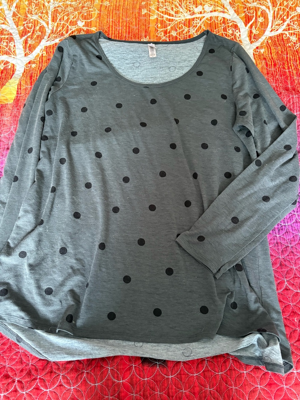 Long Sleeve Polka Dot Scoop Neck Top - LuLaRoe Lynnae